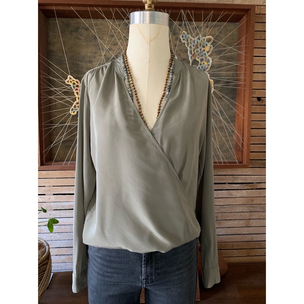 Splendid Silk Surplice Blouse